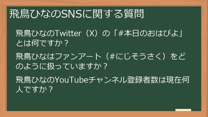 飛鳥ひなのSNSに関する質問